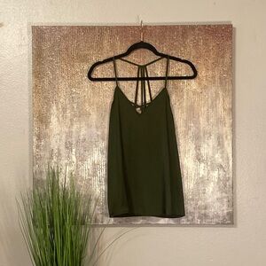 No Boundaries Olive Green Satin Top